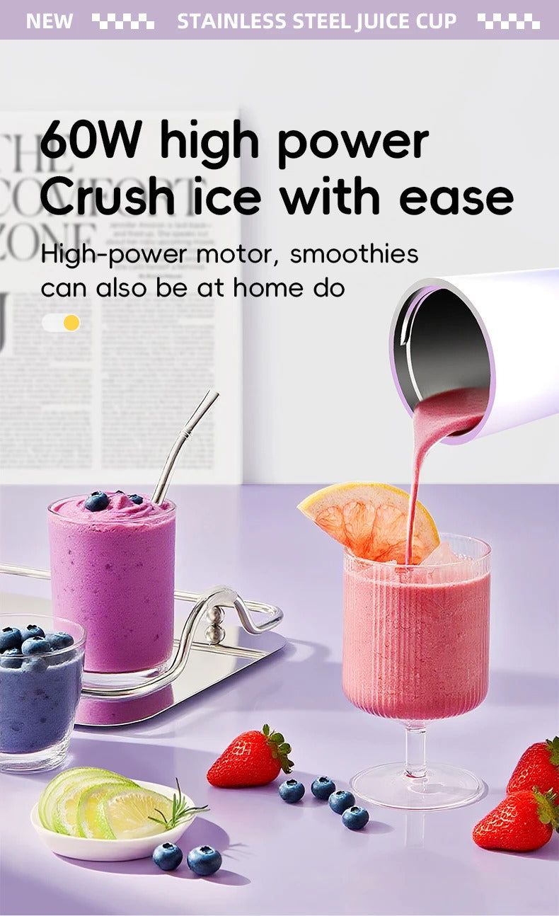 Travel Cover Small Portable Blender for Milkshakes and Smoothies, Personal Juicer, Electric Protein Shaker Cup with Insulati