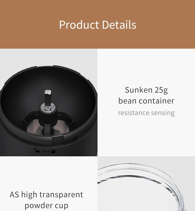 Portable 1800mAh Electric Coffee Bean Grinder 40 Gears External Adjustable Home Rechargeable Grinders Household Coffee Machine