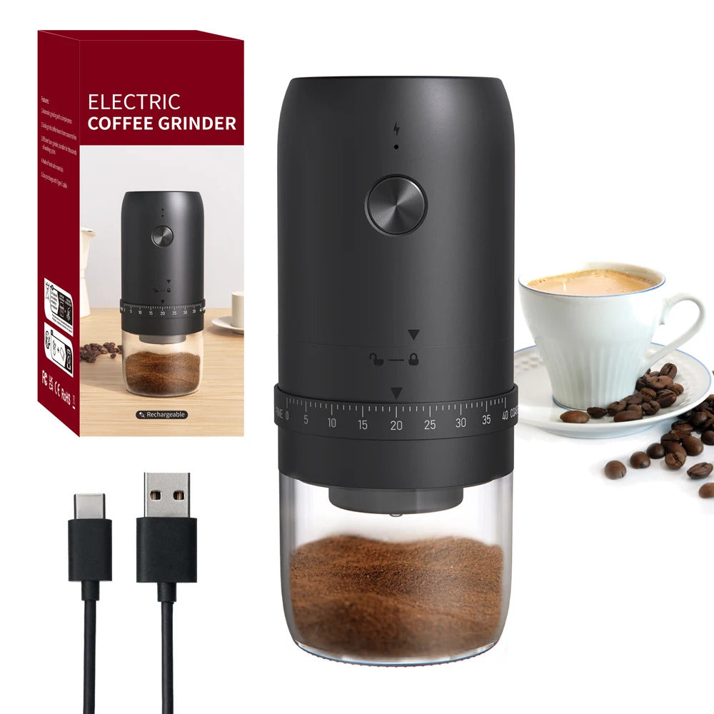 Portable 1800mAh Electric Coffee Bean Grinder 40 Gears External Adjustable Home Rechargeable Grinders Household Coffee Machine