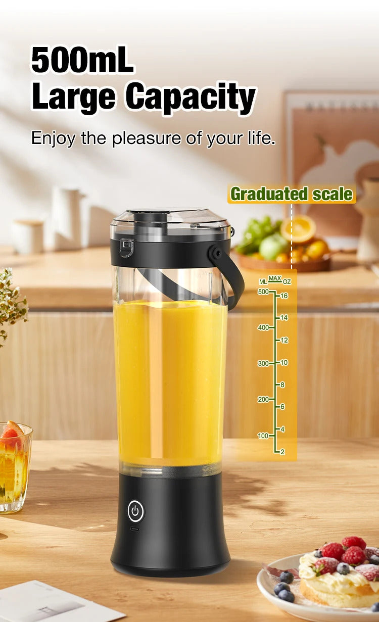 Foombthe Portable Blender Electric Juicer 500ML Fruit Mixers USB Rechargeable Smoothie Mini Blender Multifunction Juice Maker