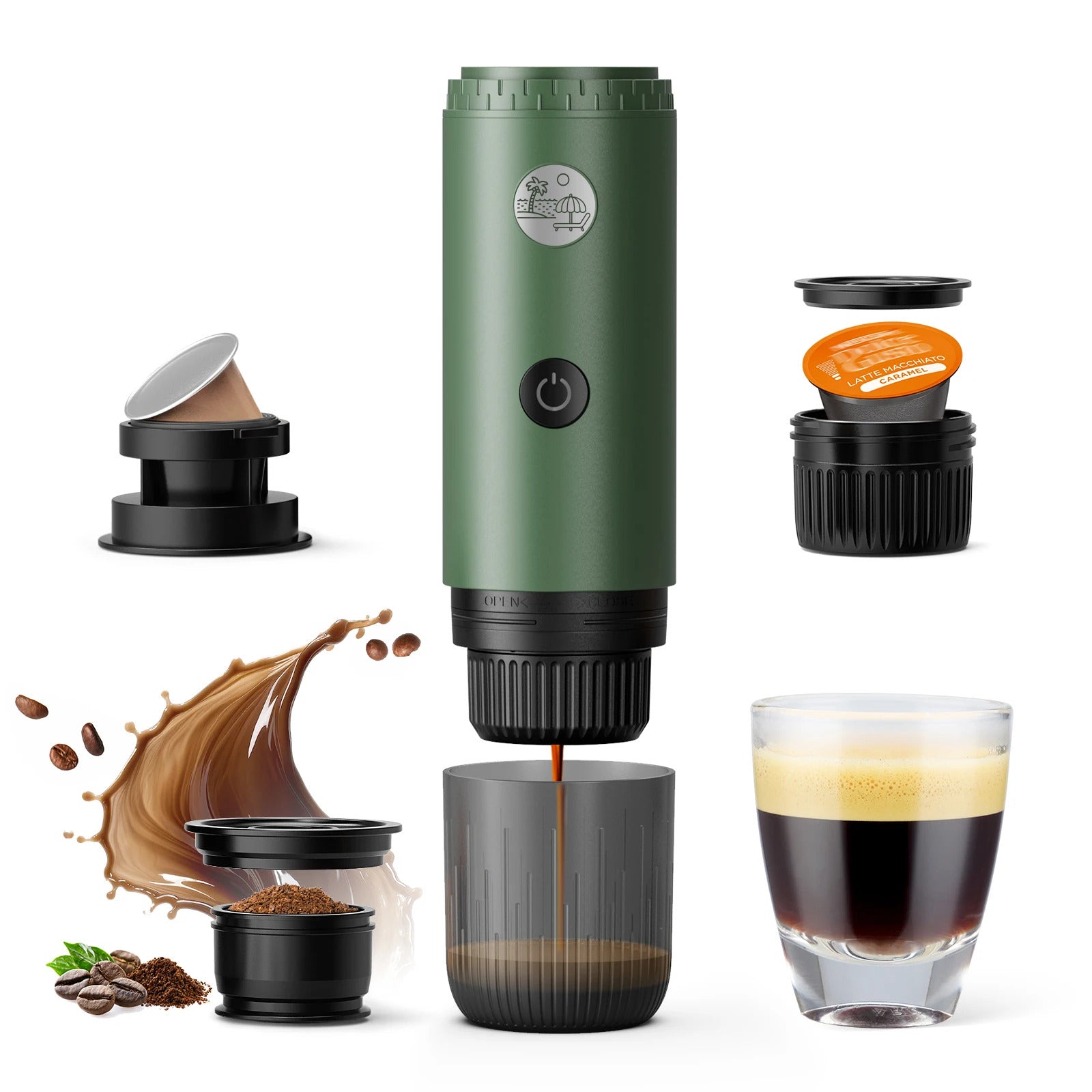 Portable Espresso Machine 3-in-1 Travel Coffee Maker for Camping Hiking Office Self-Heating with USB-C
