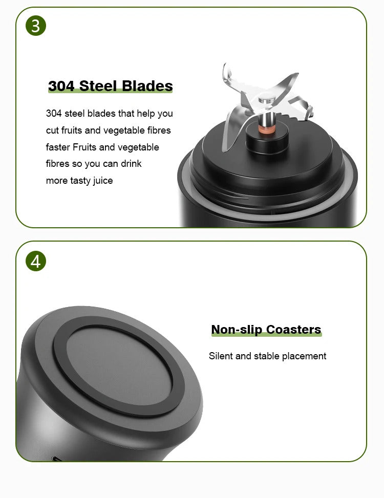 Foombthe Portable Blender Electric Juicer 500ML Fruit Mixers USB Rechargeable Smoothie Mini Blender Multifunction Juice Maker