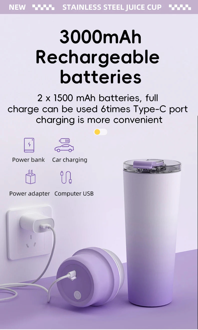 Travel Cover Small Portable Blender for Milkshakes and Smoothies, Personal Juicer, Electric Protein Shaker Cup with Insulati