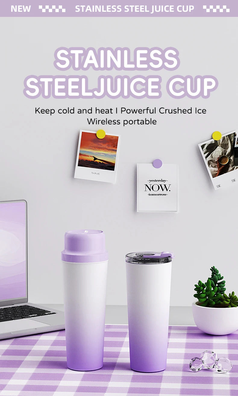 Travel Cover Small Portable Blender for Milkshakes and Smoothies, Personal Juicer, Electric Protein Shaker Cup with Insulati