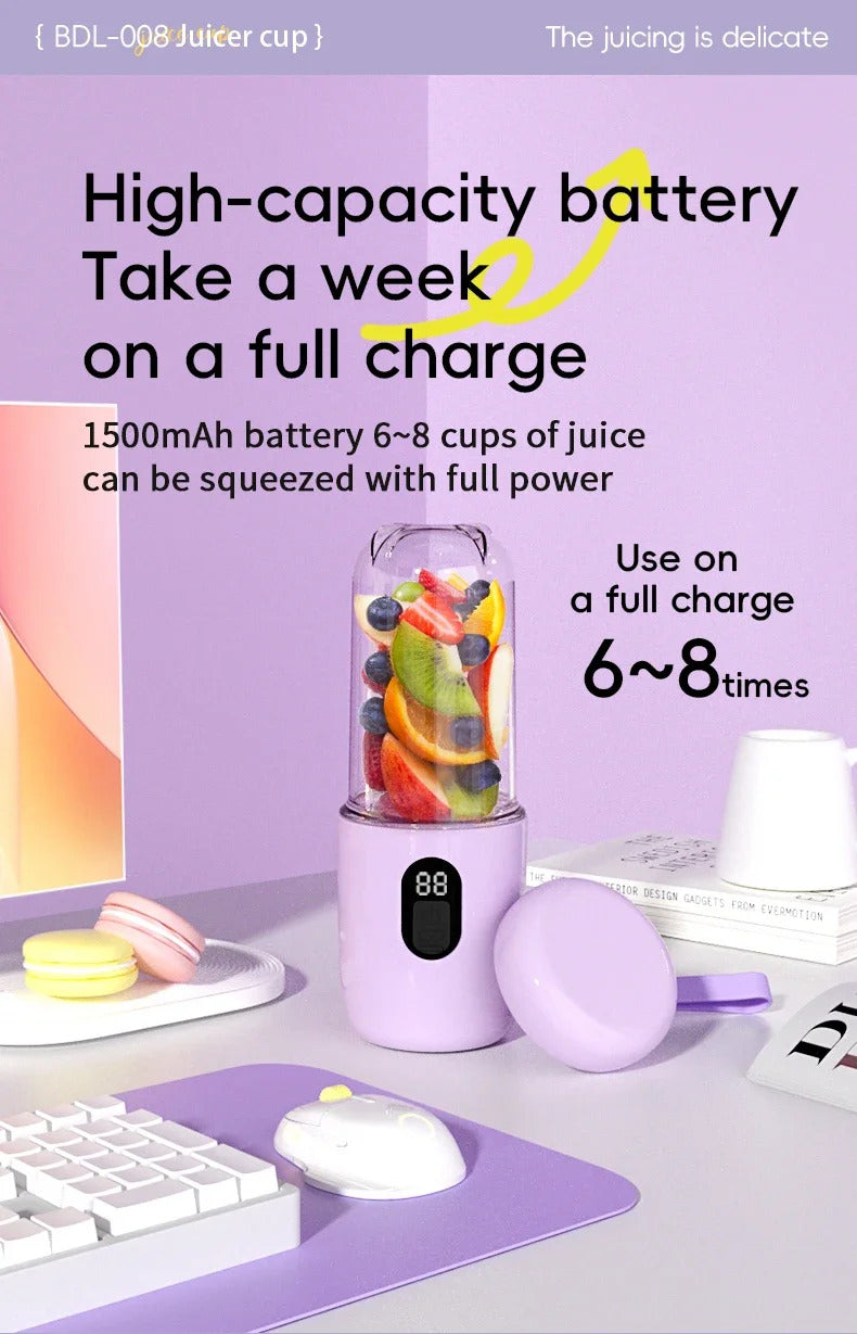 USB Rechargeable Portable Blender Cordless Mini Juicer Mixer for Smoothies Protein Shakes Travel Sports Bottle Juicer Cup