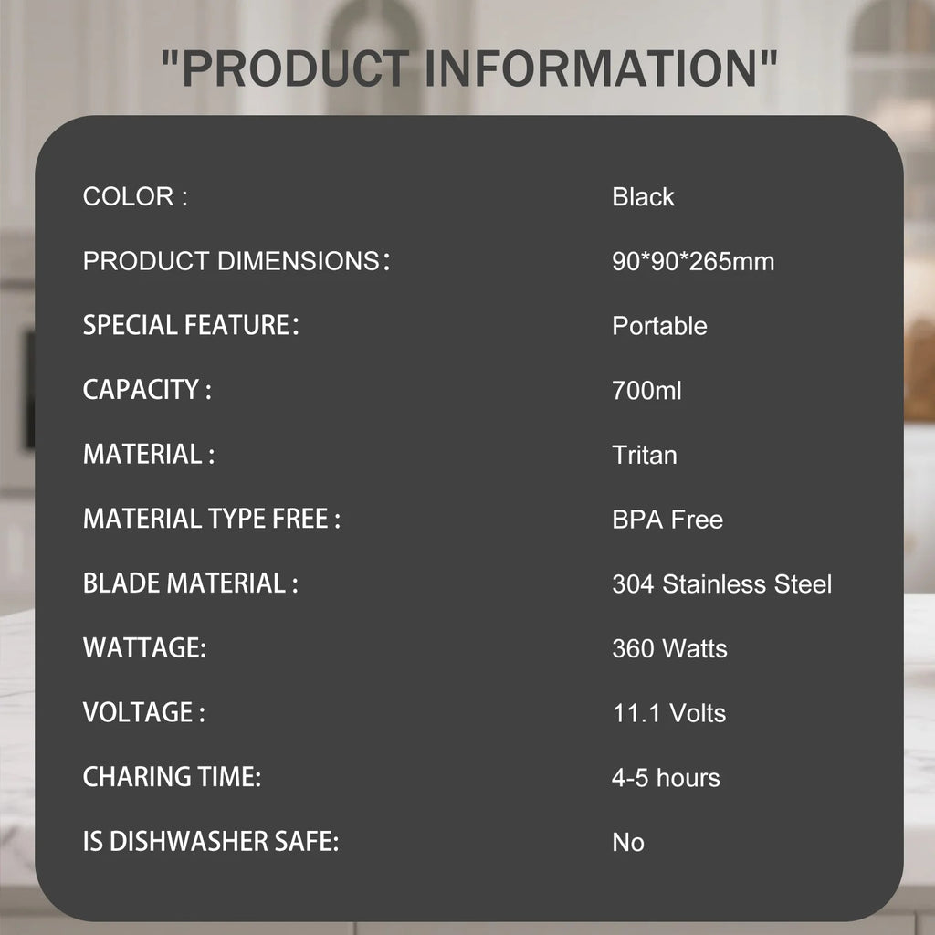 Portable Electric Juice Maker Blender 700ML USB Rechargeable Fruit Mixer 6 Blades Juicer for Shakes Smoothies Fresh Juicing Cup