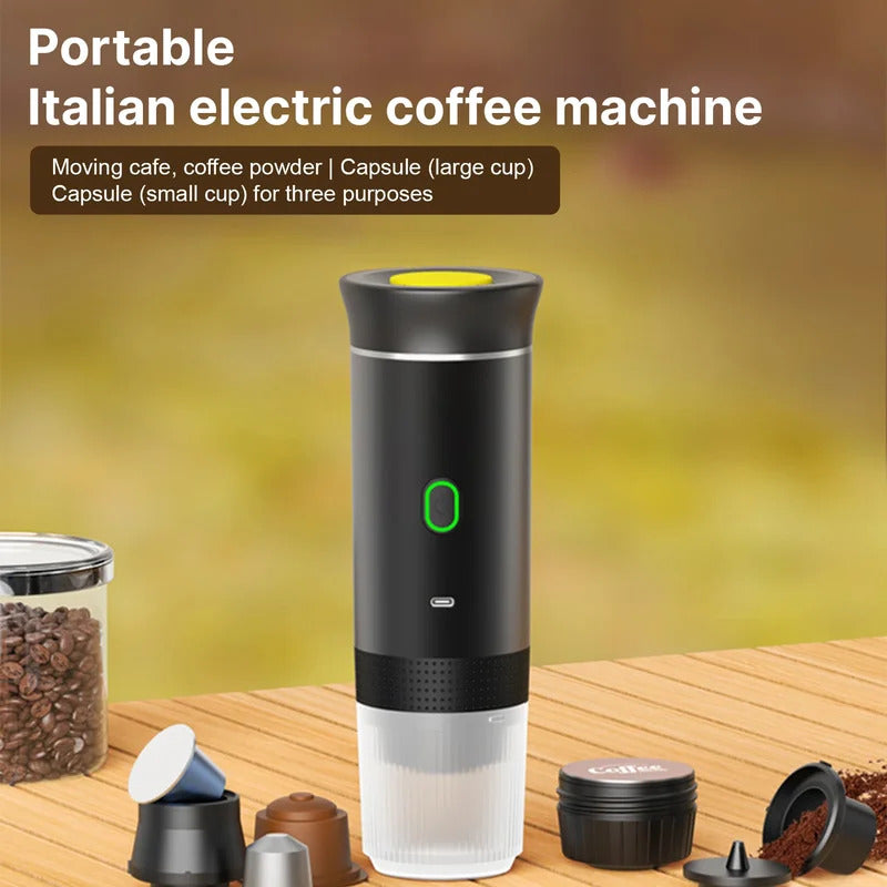 15Bar Mini Portable Coffee Machine for Car Home Travel 3 in 1 Cordless Electric Coffee Maker Work With Capsule and Ground Coffee