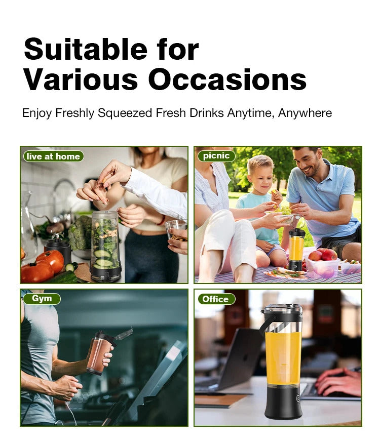 Foombthe Portable Blender Electric Juicer 500ML Fruit Mixers USB Rechargeable Smoothie Mini Blender Multifunction Juice Maker