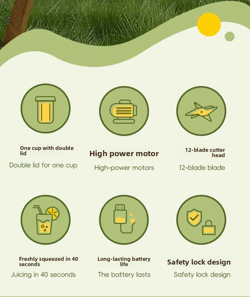 Multifunctional Portable Juicer Cup 2 in 1 Sports High Capacity Fruit and Vegetable Cup Outdoor Juicer Juicer CupFruit Vegetable