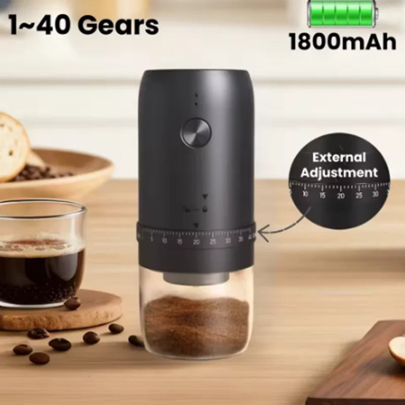 Portable 1800mAh Electric Coffee Bean Grinder 40 Gears External Adjustable Home Rechargeable Grinders Household Coffee Machine