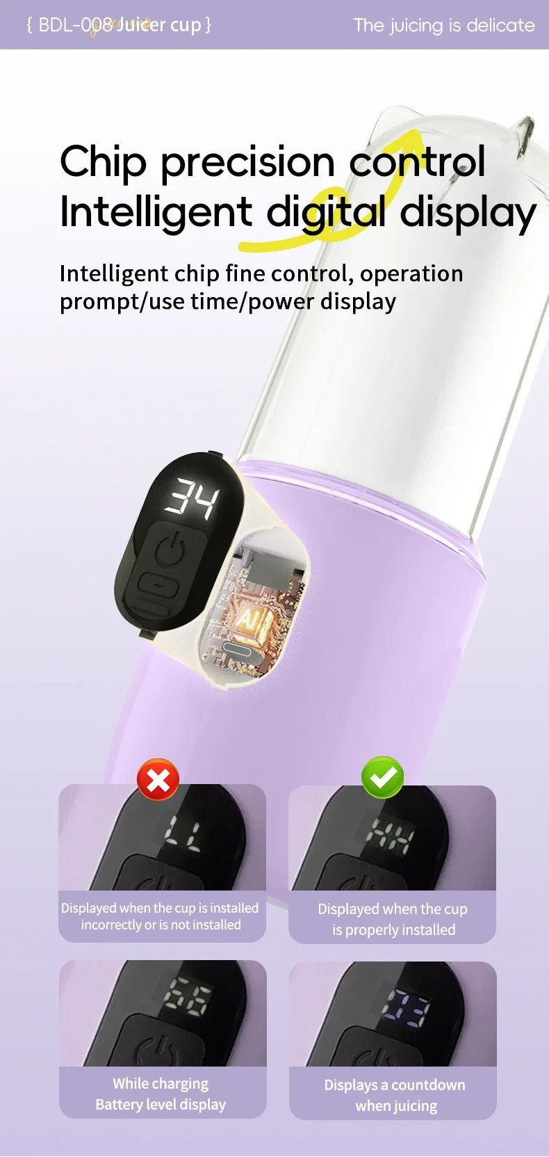 USB Rechargeable Portable Blender Cordless Mini Juicer Mixer for Smoothies Protein Shakes Travel Sports Bottle Juicer Cup