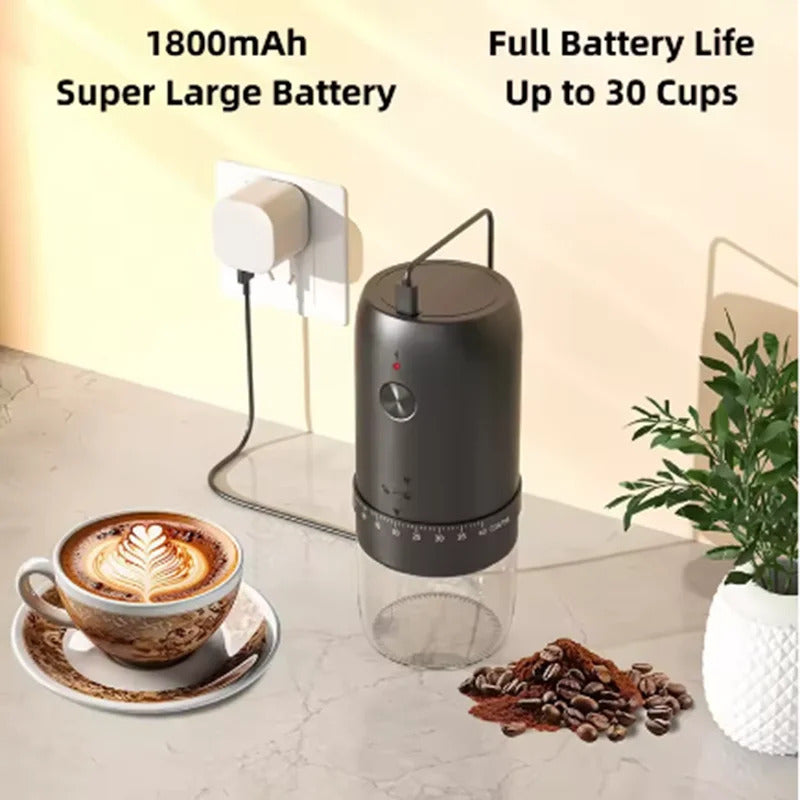 Portable 1800mAh Electric Coffee Bean Grinder 40 Gears External Adjustable Home Rechargeable Grinders Household Coffee Machine