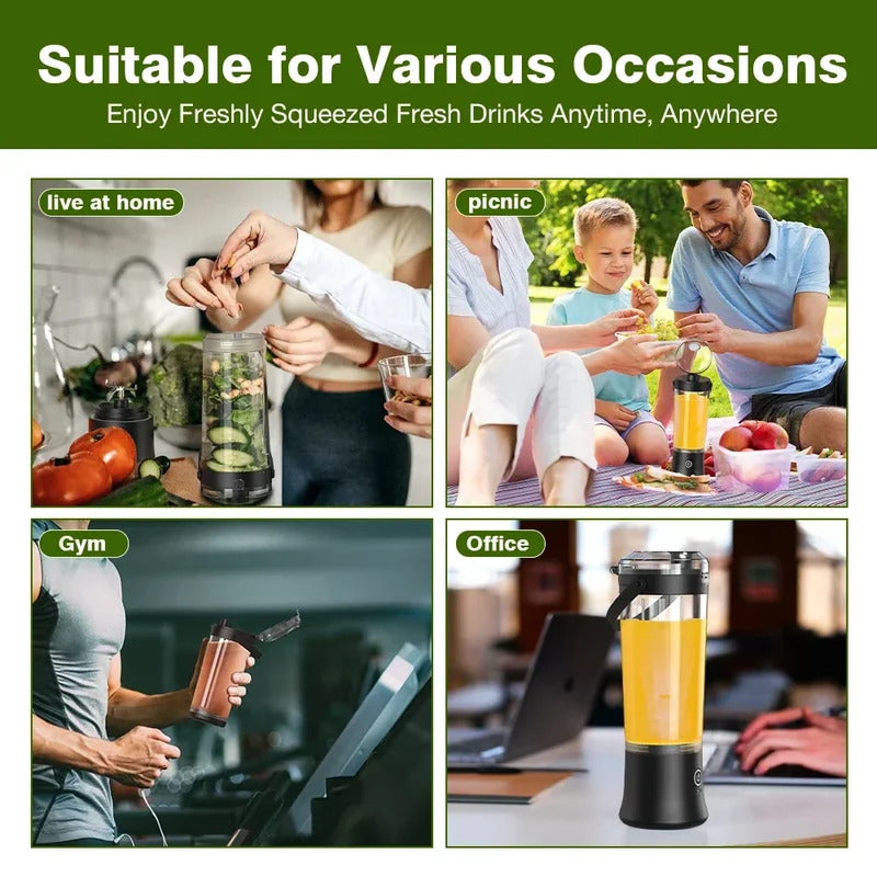 Foombthe Portable Blender Electric Juicer 500ML Fruit Mixers USB Rechargeable Smoothie Mini Blender Multifunction Juice Maker
