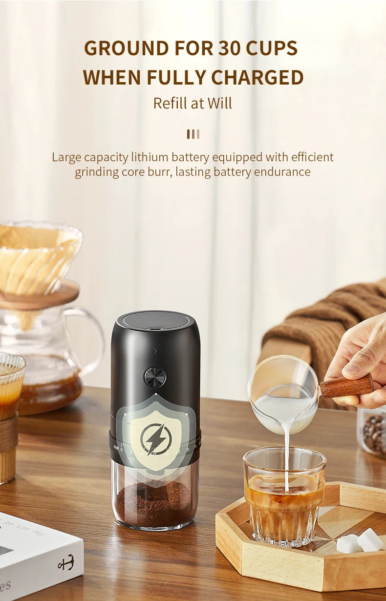 Portable 1800mAh Electric Coffee Bean Grinder 40 Gears External Adjustable Home Rechargeable Grinders Household Coffee Machine